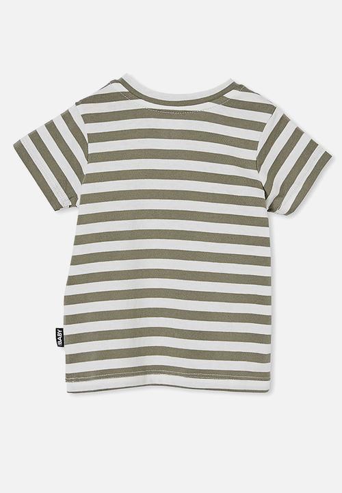 Cotton On - Jamie short sleeve tee - stripe silver sage/vanilla