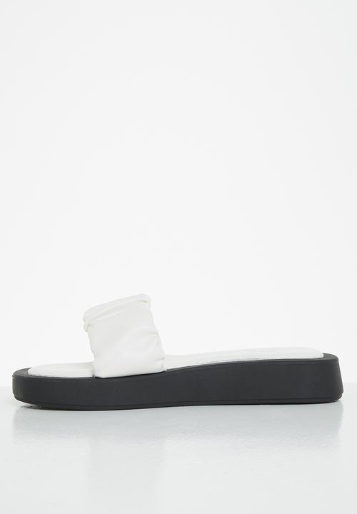 Plum - Taskia ruched flatform slide - white