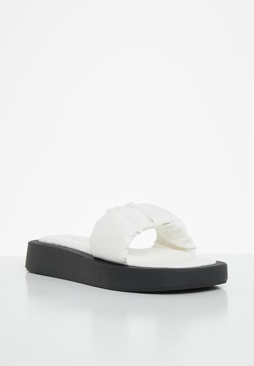 Plum - Taskia ruched flatform slide - white