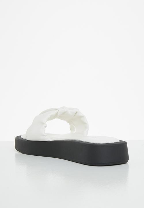 Plum - Taskia ruched flatform slide - white
