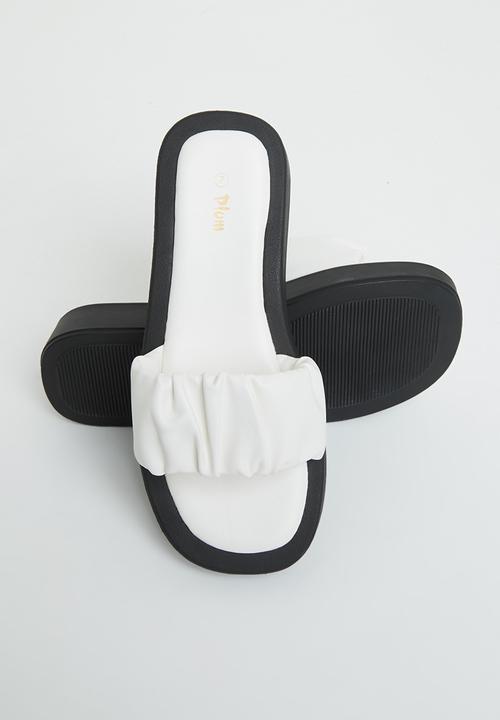 Plum - Taskia ruched flatform slide - white