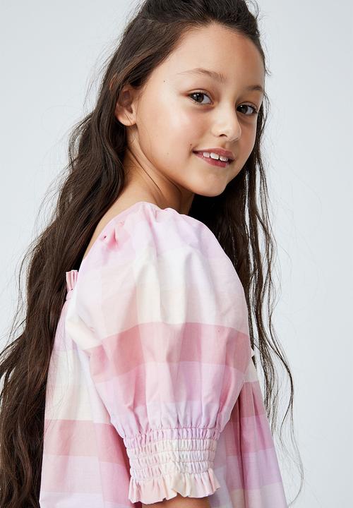 Cotton On - Lana short sleeve dress - melon check