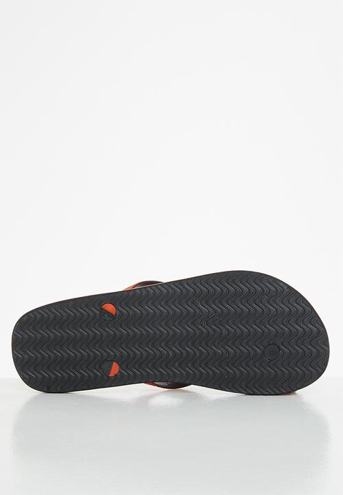 Aca Joe - Mens aca joe printed slip slops - orange & black