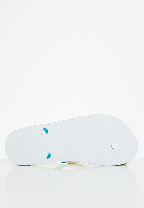 Aca Joe - Mens aca joe printed slip slops - yellow & blue