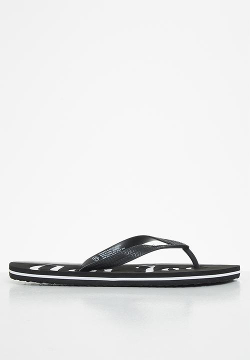Aca Joe - Mens aca joe printed slip slops - black & white