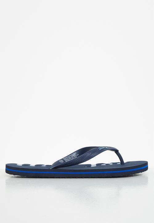 Aca Joe - Mens aca joe printed slip slops - navy