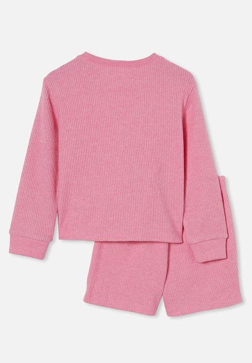 Cotton On - Abbie knotted front long sleeve pyjama set - pink