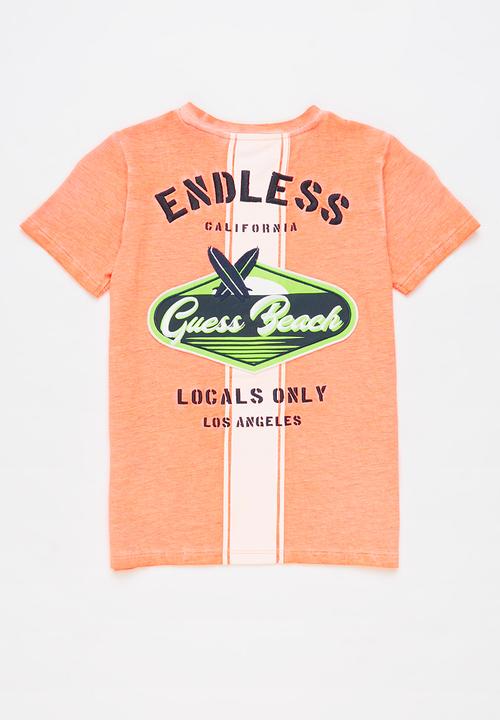 GUESS - Short sleeve fluoro pocket T-shirt - orange