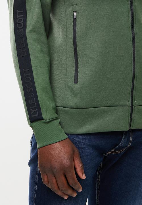 Lyle & Scott - Sleeve tape full zip midlayer - green