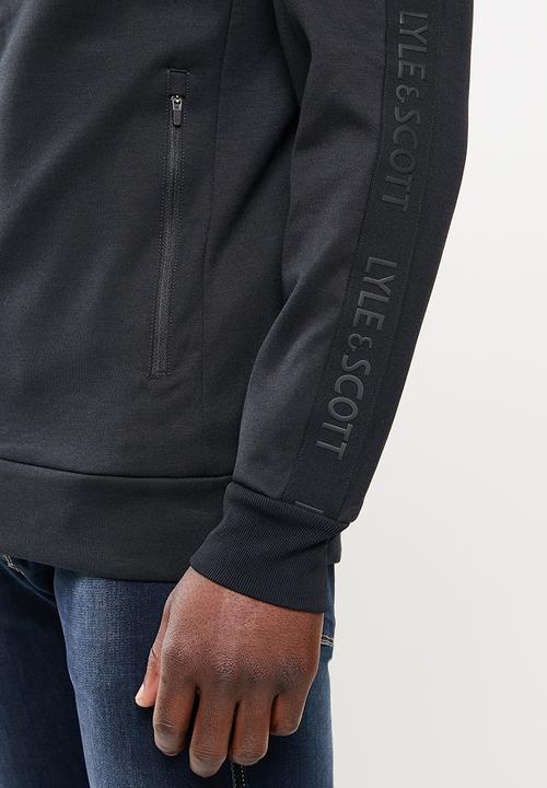 Lyle & Scott - Sleeve tape full zip midlayer - black