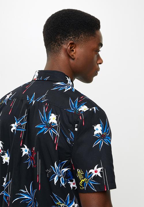 Vans - Dart floral woven short sleeve shirt - black