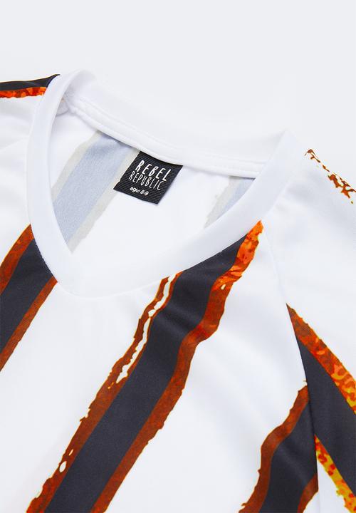Rebel Republic - Stripe sports tee - white
