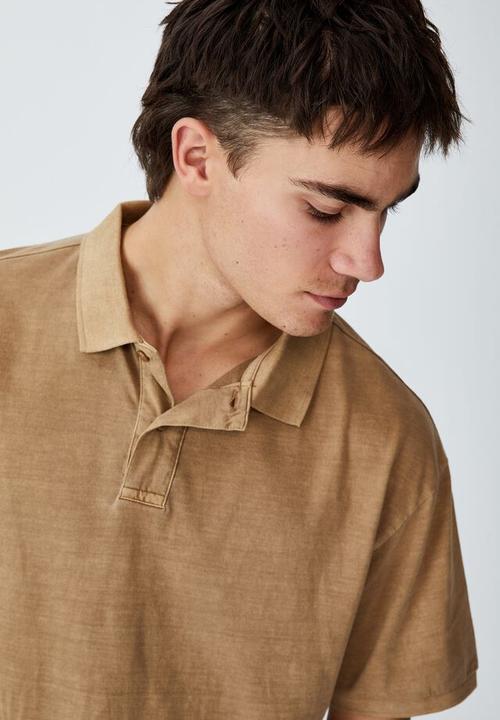 Cotton On - Oversized washed polo - burnt almond