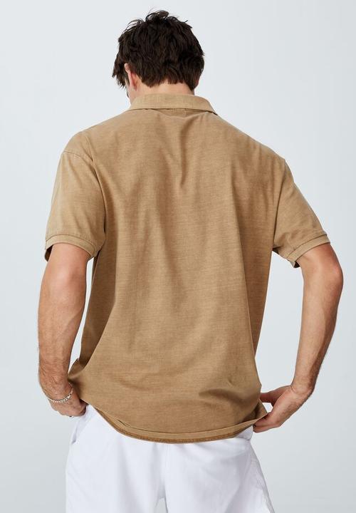 Cotton On - Oversized washed polo - burnt almond