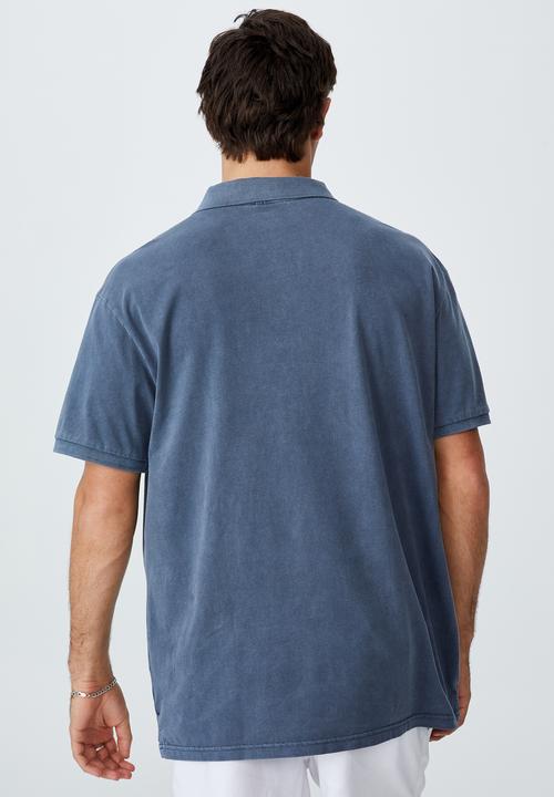 Cotton On - Oversized washed polo - dusty denim