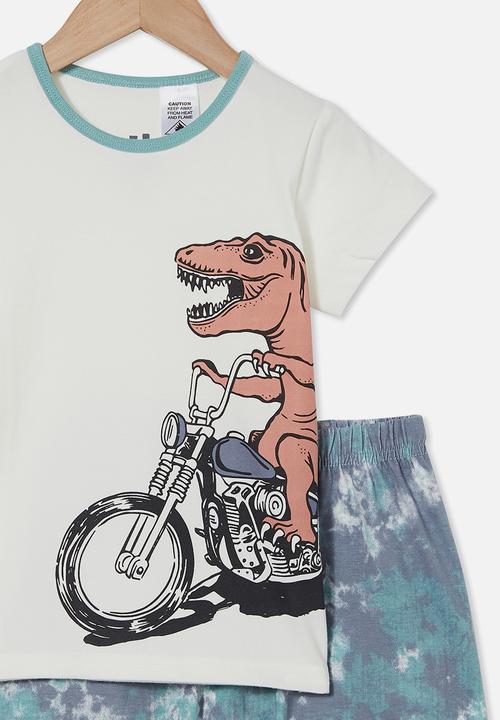 Cotton On - Hudson short sleeve pyjama set - neutral & blue 