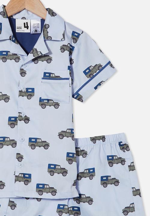 Cotton On - Pete short sleeve pyjama set - white water blue