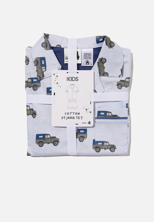 Cotton On - Pete short sleeve pyjama set - white water blue