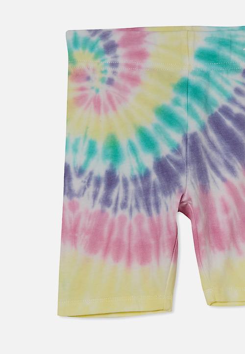 Cotton On - Hailey bike short - pastel spiral rainbow tie dye