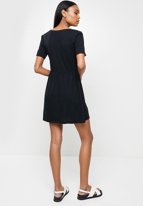 Jacqueline de Yong - Pastel life short sleeve dress - black