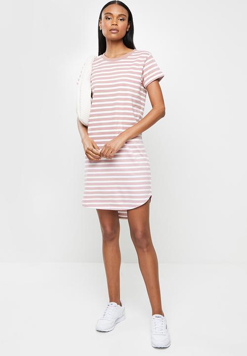 Jacqueline de Yong - Ivy life  short sleeve stripe dress - woodrose
