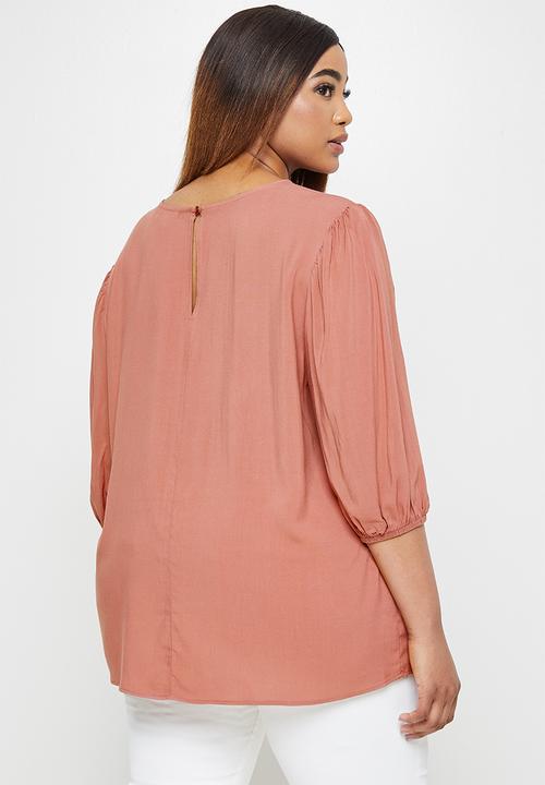 edit Plus - Mutton sleeve shell top - pink 