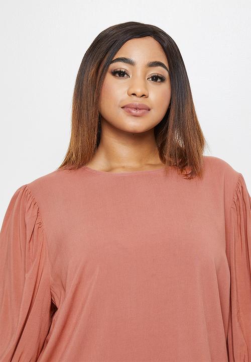 edit Plus - Mutton sleeve shell top - pink 