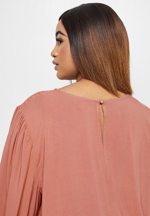 edit Plus - Mutton sleeve shell top - pink 