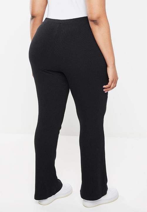 Blake - Rib flare leg trouser - black