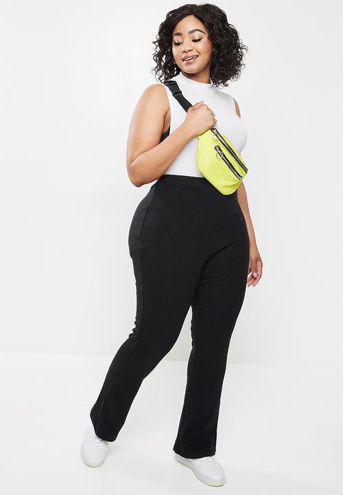 Blake - Rib flare leg trouser - black
