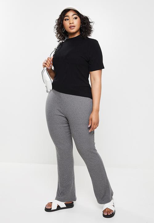 Blake - Rib flare leg trouser - charcoal