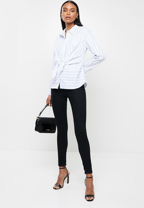 GUESS - Long sleeve keelin tie front shirt - multi 