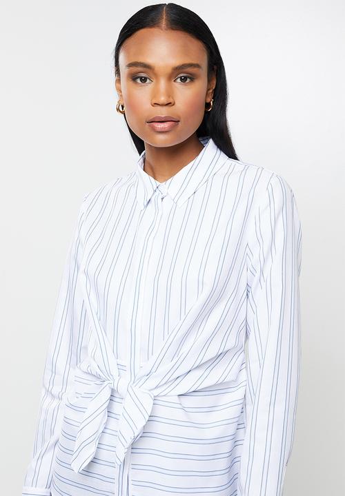 GUESS - Long sleeve keelin tie front shirt - multi 