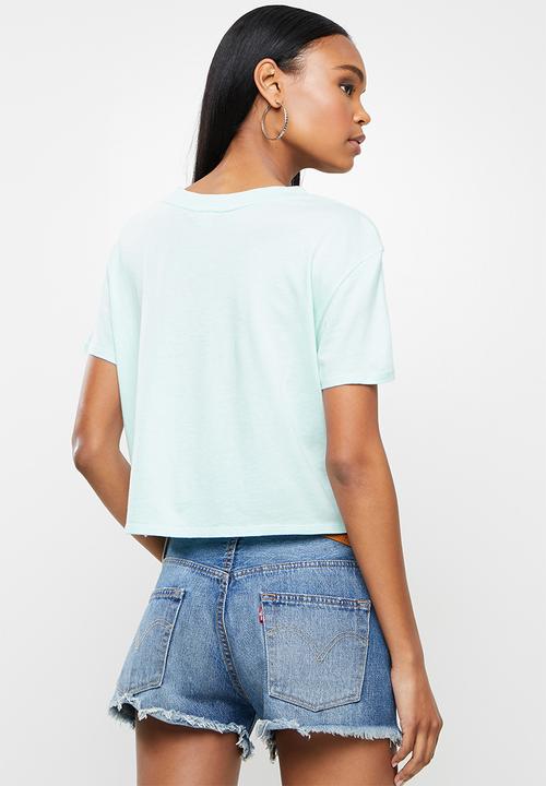 GUESS - Short sleeve triangle logo crop tee - mint