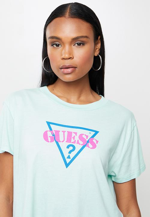 GUESS - Short sleeve triangle logo crop tee - mint