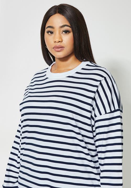 Superbalist - Easy fit striped tee - white & navy 