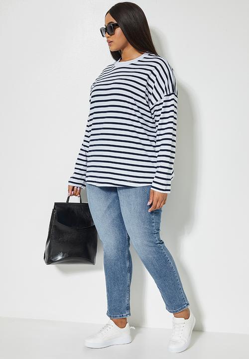 Superbalist - Easy fit striped tee - white & navy 