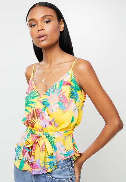 GUESS - Short sleeve kimora wrap cami top - multi 