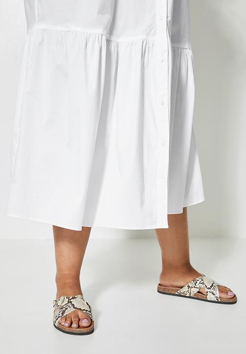 Superbalist - Mandarin collar tiered dress - white