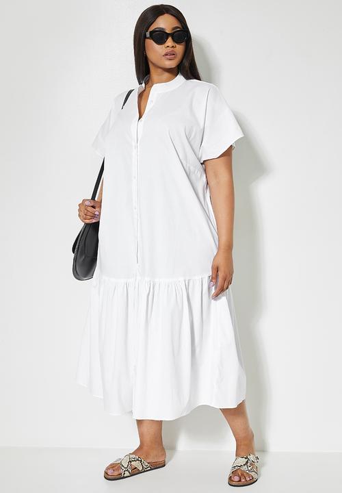 Superbalist - Mandarin collar tiered dress - white