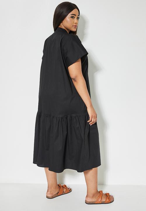 Superbalist - Mandarin collar tiered dress - black