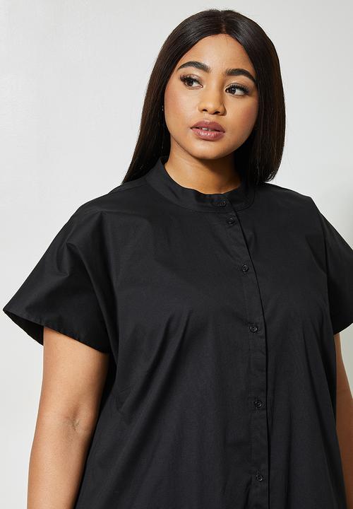 Superbalist - Mandarin collar tiered dress - black
