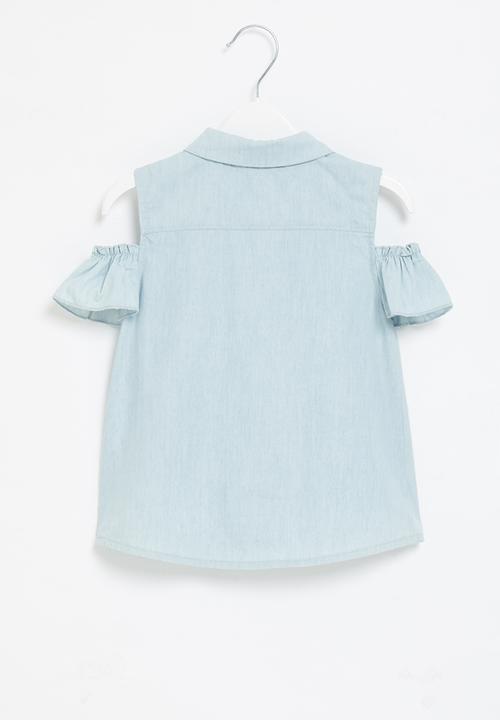 GUESS - Chambray sleeveless shirt - blue