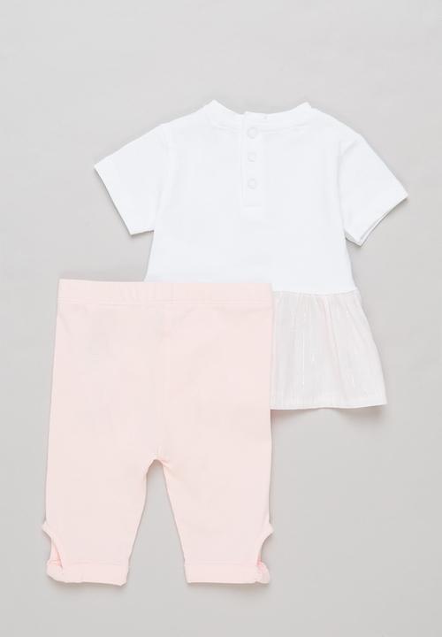 GUESS - Love T-shirt & leggings set - white & pink