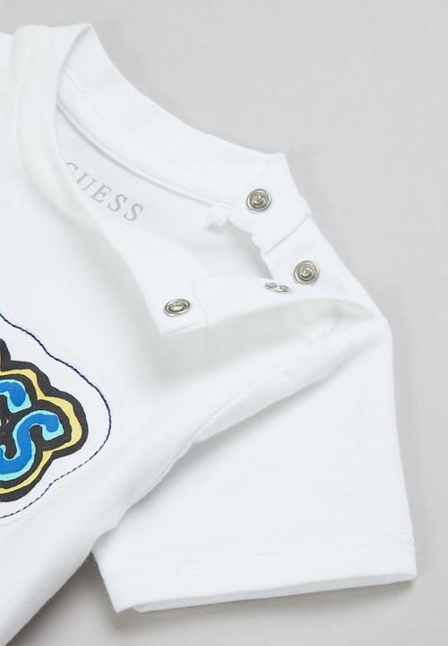 GUESS - Short sleeve T-shirt & stripe shorts - white & green