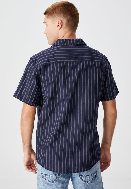 Cotton On - Textured short sleeve shirt - navy