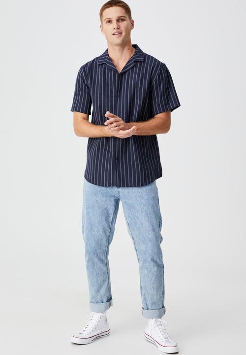 Cotton On - Textured short sleeve shirt - navy