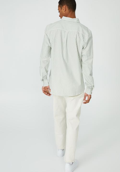Cotton On - Brunswick shirt 3 - sage stripe