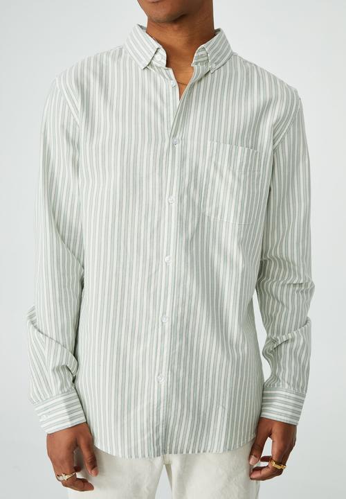 Cotton On - Brunswick shirt 3 - sage stripe