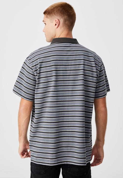 Cotton On - 70 s polo - navy mixed stripe